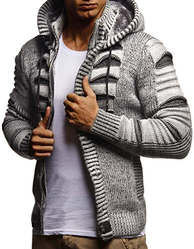 Leif Nelson Giacca Uomo in Maglia con Cappuccio Cardigan LN-5605