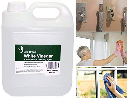 Bird Brand White Vinegar Bathroom Glass Shower Cleaner Removes Limescale Carpet Stain Cleaning Agent 4 Litre (1 x 4 Litre White Vinegar)