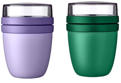Mepal - Lunchpot Ellipse Mixed - Vivid Green + Vivid Lilac – 500ml praktischer Reisebecher, Joghurtbecher, To go Becher – Geeignet für Tiefkühler, Mikrowelle und Spülmaschine, 700 ml