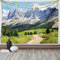 ABAKUHAUS Natur Wandteppich und Tagesdecke, Pathway to Wald Alpen aus Weiches Mikrofaser Stoff Waschbar ohne Verblassen Digitaldruck, 230 x 140 cm, Weiß Grün