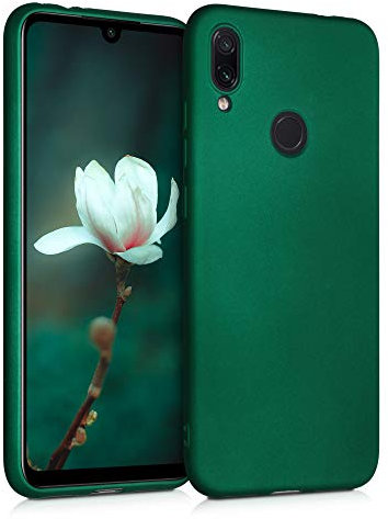 kwmobile Custodia Compatibile con Xiaomi Redmi Note 7 / Note 7 Pro Cover - Back Case Morbida - Protezione in Silicone TPU Effetto Metallizzato verde metallizzato