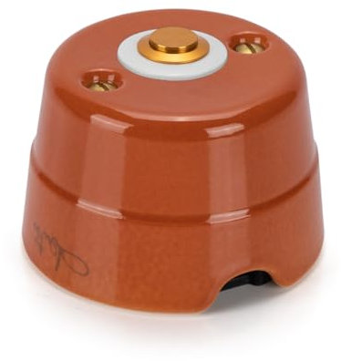 FANTON Pulsante in ottone con base ceramica colore terracotta da parete vintage per campanello 2A 48V in porcellana per cavo tessile 84003TC