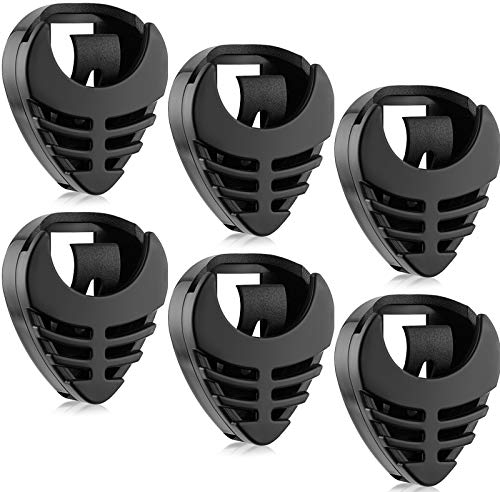Frienda 6 Stück Pick Halter Stick-on Plektrum Halter Schwarz Kunststoff Einfach auf der Gitarre mit Selbstklebender Rückseite und Feder Gitarren Zubehör Praktische Picks Platzierung für Bass Ukulele