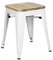 Vaukura Taburete Bajo Oliix Madera Brillo - Taburete Estilo Industrial (Blanco)