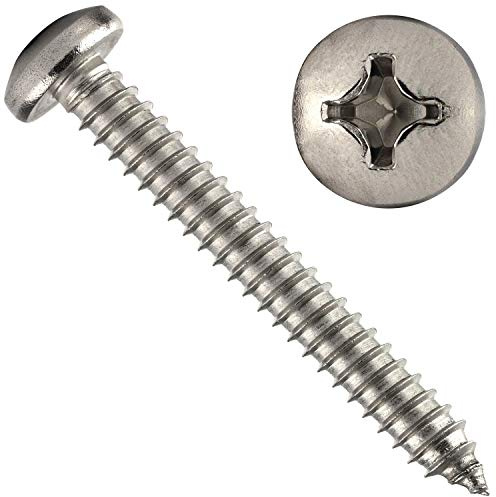 OPIOL QUALITY® Blechschrauben mit Linsenkopf und Kreuzschlitz H DIN 7981 / ISO 7049 3,5x50 mm aus Edelstahl A2 V2A (10 Stück) Selbstschneidend Phillips Form C mit Spitze