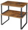 YBING 2er Set Schrank Regal, Thekenregal, Schrankregale für Küchenschränke, Stapelbares und Erweiterbares Lagerregal für Utensilien, Geschirr, Konservendosen, Gewürze, modernes Schwarz und Braun