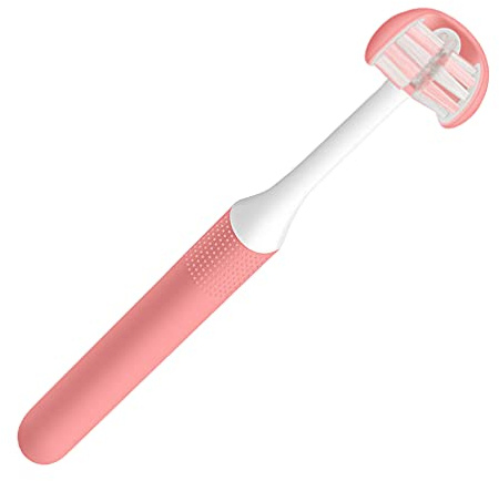 EXCEART Erwachsenen-Zahnbürste, 3-seitig, manuelle Zahnbürste, U-förmige Zahnbürste, weiche Zahnbürste, Zahnpflegebürste für Damen und Herren, 1 Stück (Pink)
