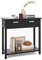 CASART Console Table with Drawers, Wooden Hallway Table with Storage Shelf, Narrow End Table Slim Sofa Side Table for Entryway Living Room Bedroom (Black)