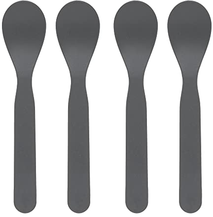 LÄSSIG Kinder Löffel Set (4 Stk.) Kinderbesteck ohne Melamin, BPA-frei, für Spülmaschine und Mikrowelle/Spoon Set Uni anthracite