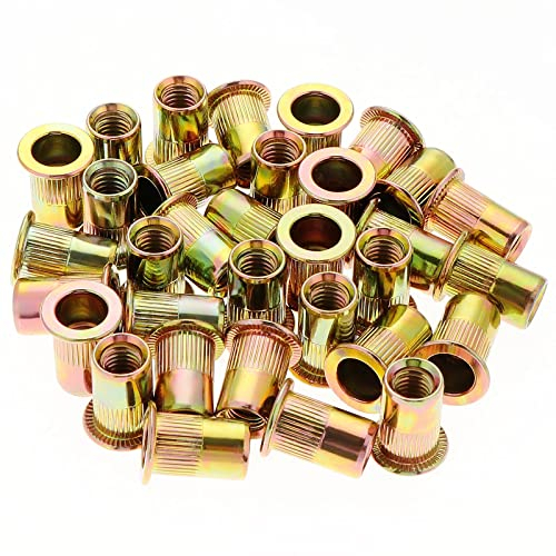 HSEAMALL 100PCS M10 Dado Rivetto Zincato Acciaio Al Carbonio Rivet Dado Dadi, Testa Piatta Inserto Filettato Nutsert Rivnuts