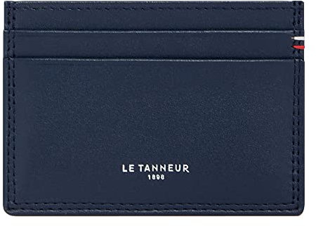 Le Tanneur, Porte-Cartes Tricolore, en Cuir Lisse, Homme, Poche Plate, 4 Compartiments Cartes, sécurité RFID, Carte de crédit, Carte de Visite, Doublure Textile