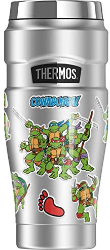 Teenage Mutant Ninja Turtles TMNT OFFICIAL Turtles Sticker Collage THERMOS STAINLESS KING Stainless Steel Travel Tumbler, Vacuum insulated & Double Wall, 16oz