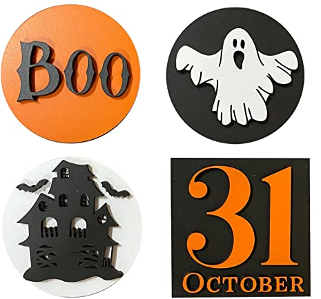 Rifuli Halloween Tiered Tray Decorations Halloween GNOME Decor Farmhouse Autumn Fall Supplies 6PCS Kuchenplatte Mit Glasglocke (6PCS A, One Size)