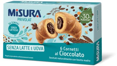 Misura Privolat Cornetti al Cioccolato Senza Latte e Uova Croissants mit Schokoladenfüllung ohne Milch und Ei 290g