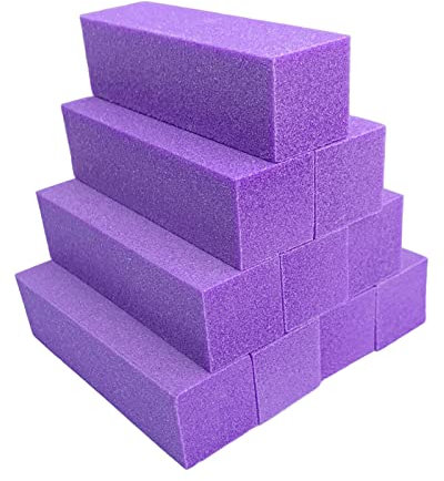 10 piezas de tampón de uñas - Bloques de tampón de uñas limas de doble cara grano 100/180 (morado)