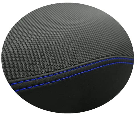 Moto Discovery Sitzbankbezug kompatibel mit Kymco Grand Dink 250 2000-2006 schwarz mit blauen Nähten