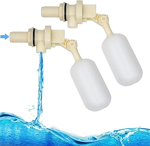 MOGOULUA 2 Stück 1/2 Zoll Schwimmer kugelventil für Automatische Tränkebecken Hundewassernapf Rindertränke Kuh Wassertränke Schwimmerventile mit Wasserleitungsadapter Wasserventile