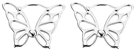 Ohrringe Hier Rein Da Raus Echt Silber Entwerfen Sie Hohle Schmetterlings-Ohrringe Creolen-Mädchen-Geschenke, die für Verschiedene Gelegenheiten geeignet sind Hibiskus Ohrringe (Silver, One Size)