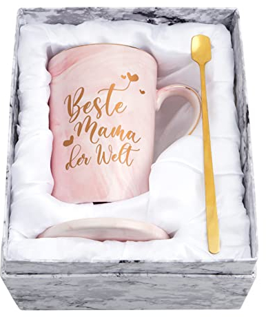 Joymaking Taza de café Mejor mamá del mundo, idea de regalo para mamá para cumpleaños, día de la madre para mamá, regalo del día de la madre, taza de café, 400 ml taza rosa