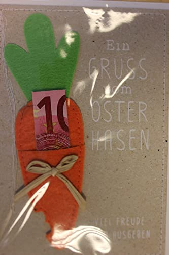 Sheepworld, Gruss & Co - 47980 - Klappkarte, Ostern, mit Filzapplikation, Ein Gruß vom Osterhasen, Geldgeschenk, Umschlag, braun, 10cm x 14,7cm