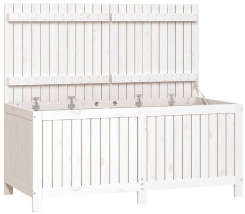 vidaXL Gartentruhe, Gartenmöbel Kiste mit Deckel, Gartenbox Auflagenbox für Garten Terrasse Balkon, Aufbewahrungsbox Kissenbox, Weiß Massivholz Kiefer