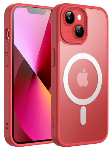 JETech Magnetic Case for iPhone 13 6.1-Inch Compatible with MagSafe, Translucent Matte Back Slim Shockproof Phone Cover (Red)