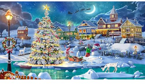 RICUVED 5D Arbre de Noël Diamond Painting, Kit de Peinture Diamant Complet Noël, DIY Diamant Peinture Kit, Diamant Arts Craft Hivers Artisanat Maison Décoration Murale Decor 40x70cm