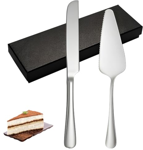Tibapla Ensemble de Couteau et Serveur de Gâteau, Acier Inoxydable Pelle à Gateau Couteau à Gâteau, Ensemble de Couteau à Gâteau pour Le Mariage, Les Fêtes,Les Activités