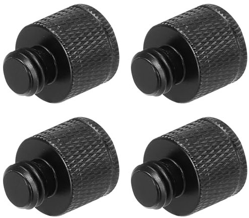 sourcing map 4Pcs Mic Stand Adapter M10 Female to 3/8 Male Thread Screw Adapter Aluminum Alloy for Microphone Tripod Stand Mount, Black