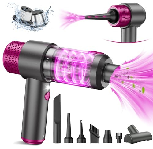 EYYA Handheld Cordless Car Vacuum Cleaner, 4-in-1 Portable Mini Car Vacuum Cleaner, 15000PA High Power & Air Duster with LED Light for Home Office