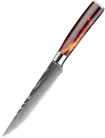 FBITE Couteau à Steak en acier inoxydable, damas, couperet à viande, couteau à trancher, couteau de cuisine, outils de cuisine