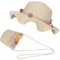REYOK Chapeaux De Paille Filles Et Petit Sac, Petit Sac Chapeau De Soleil d'Été,Décoration Boule Colorée Chapeau De Soleil Sac pour Enfant Le Tourisme Vacances Plage Activités De Plein Air(Beige)