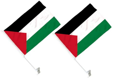 ORFOFE Drapeau Palestine pour Voiture 2pcs en Polyester et Plastique, Texture Délicate Réutilisable pour Décoration de Fenêtre et Fête de Parade