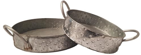Juego de 2 bandejas de Metal con Asas, diámetro 20 cm, Altura 5 cm, diámetro 25 cm, Altura 5 cm