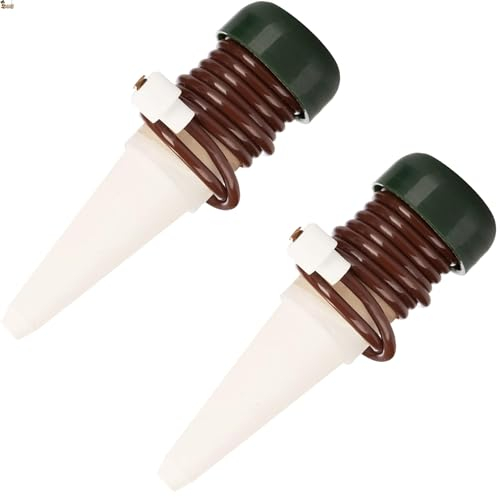 BricoLoco.com Pack 2 Conos de riego de cerámica para regar plantas y macetas en vacaciones. Regador automático por goteo a demanda. Estaca cerámica con sonda para autorriego (Pack 2 uds)
