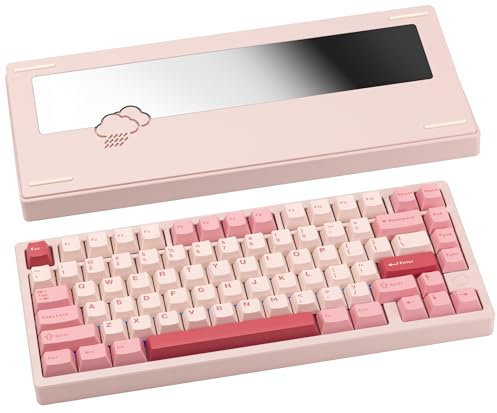 CutiePcs WOBKEY Rainy 75 Aluminum HMX Switch Mechanical Keyboard with Superior Acoustics, Wired, BT, 2.4G wireless Connectivity (Standard - Pink)
