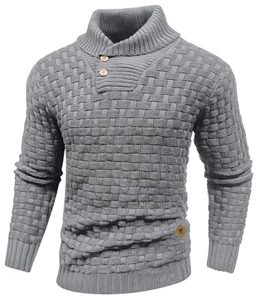 HYPESTFIT Herren Feinstrick Pullover mit Stehkragen – Texturiert, Basic & Langarm