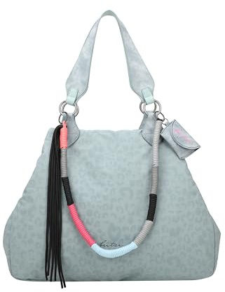 Fritzi Izzy Medium Limited Leo Rainbow Sky Shopper Damen Schultertasche Handtasche Freizeit Alltag Reißverschluss Nylon 33 x 42 x 15 cm, Hellblau