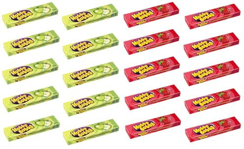 HUBBA BUBBA Kaugummi Mix Apfel & Erdbeere (2x10) 20 Packungen 5 Kaugummi pro Pack Süßigkeiten Fruchtig