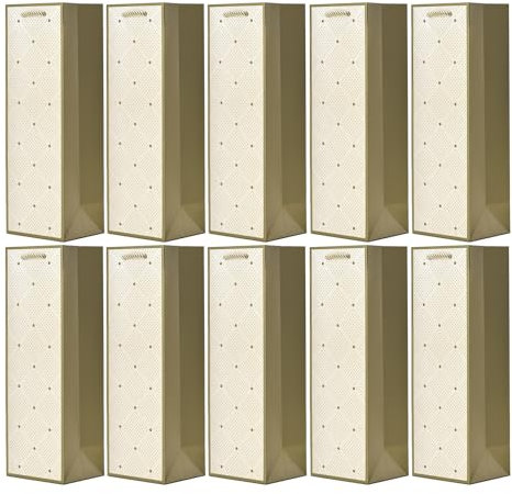 10 Flaschentüten Geschenktüten für Weingeschenke wie Wein Prosecco und Champagner - Creme Gold