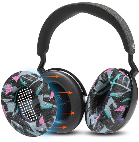 WC SweatZ Momentum 4 - Patented Earpad Covers for Sennheiser Momentum 4 Wireless Over Ear Headphones by Wicked Cushions | Sweatproof & Easily Washable | 90's Black