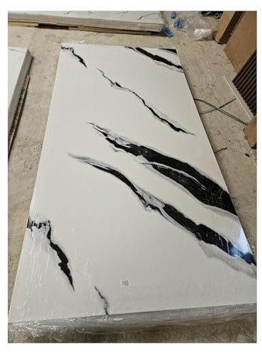 Generisch PVC Wandpaneele in Marmor-Optik, 122 x 244 cm, 3 mm Dicke, Weiß-Grau