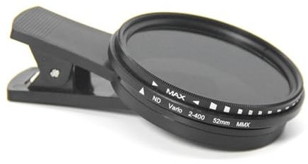Fuhjythy 52-mm-ND-Filter für Telefone, ND2 Bis ND400, Aufsteckbarer Variabler Neutraldichtefilter für die Kamera Von Telefonen, Mobiltelefonen und Smartphones