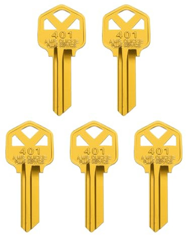 sourcing map 5pcs Key Blanks KW1 Aluminum Key Blanks Lightweight Uncut for House Door Lock Replacement, Yellow