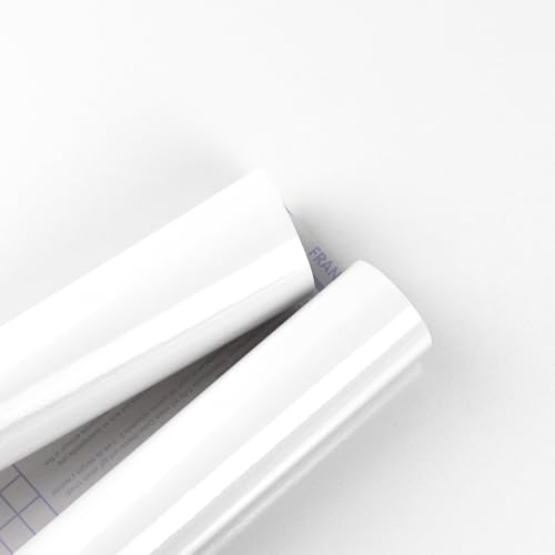 Amiya White Gloss Vinyl Wrap Sticky Back Plastic Roll Waterproof Peel and Stick Wallpaper Glitter Contact Paper Self Adhesive Furniture Stickers Kitchen Bathroom40cm X 300cm