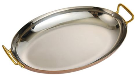 Paellera de acero inoxidable, utensilios de cocina ovalados con asas dobles para uso en el hogar, restaurante o campamento (tamaño: 36 cm, color: oro rosa)