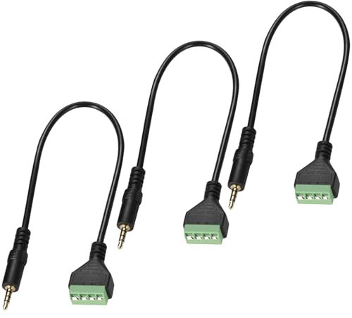 Greluma 3 Pz Adattatore per cavo altoparlante da 30cm 3,5mm,Cavo con connettori jack maschio TRRS stereo a 4 poli da 1/8 a terminale a vite