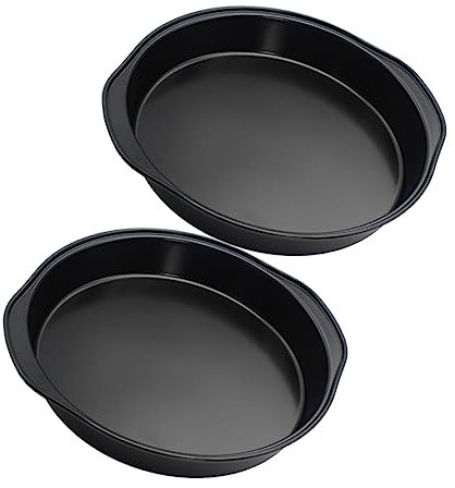 Veemoon 2piezas Moldes Acero Pizza Placa Hornear Antiadherentes Pasteles Postre