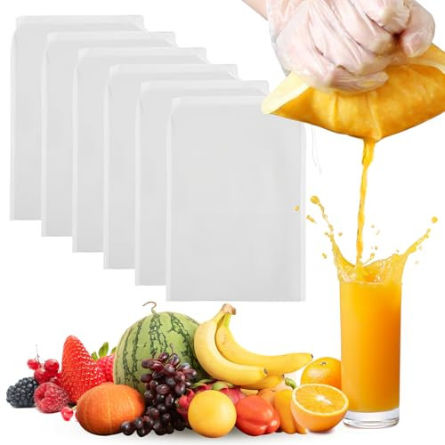 SUNNIFLY 6 Stück Nussmilchbeutel bio Waschbar, 20 × 30 cm Nylon Filterbeutel, Lebensmittelfilterbeute mit Kordelzug für Gemüsesaft, Sojamilch, Käse, Fruchtsaft, Kaffee