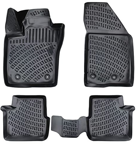 ASC Tappetini Auto Compatibili con Fiat Tipo SW/5 Porte 2016-2024, Gomma a Vaschetta, Protezione Poggiapiedi, Bottoni per Ancoraggio